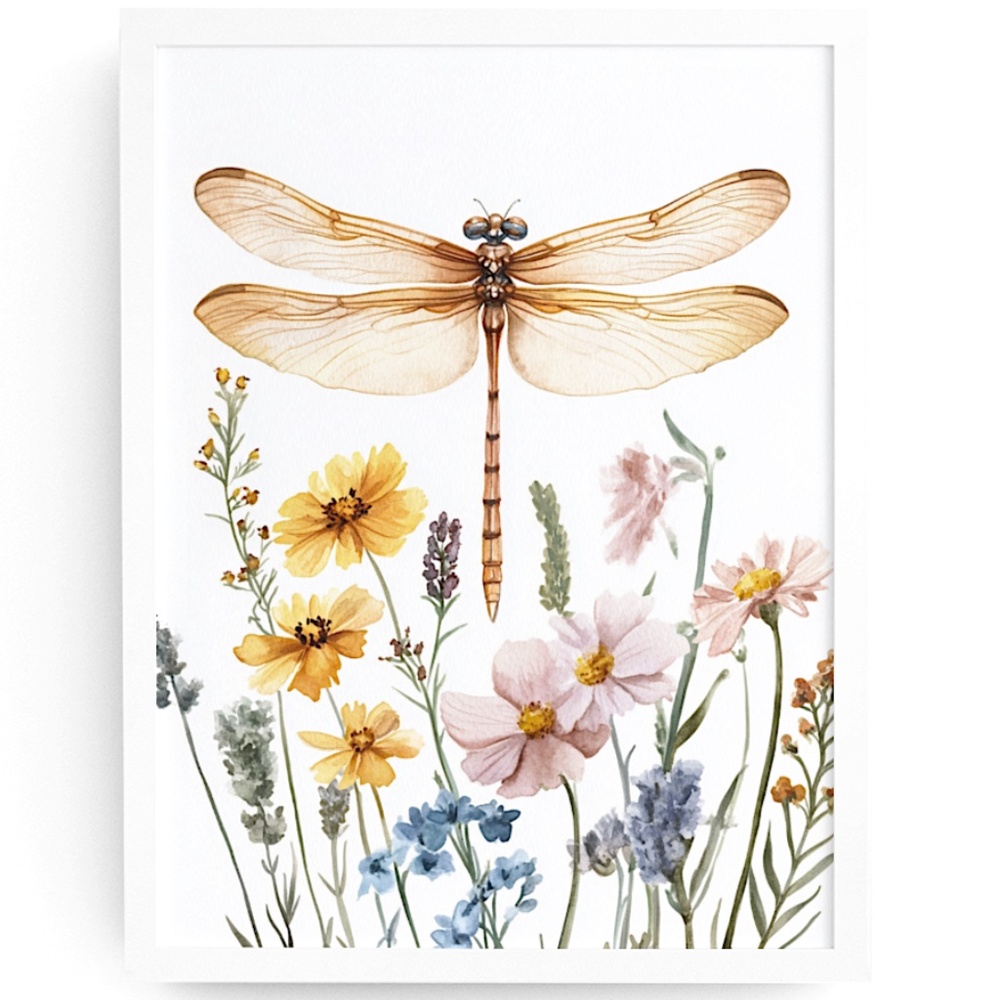 Watercolor Dragonfly Wall Art Illustration Print Poster Unframed